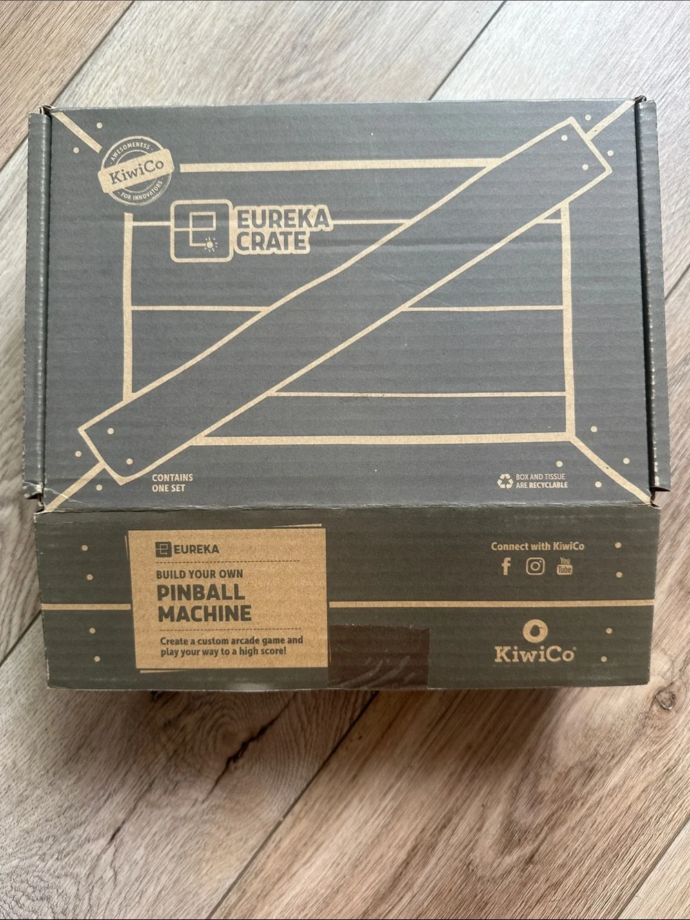 KiwiCo Eureka Crate Build Your Own Pinball Machine - Brown